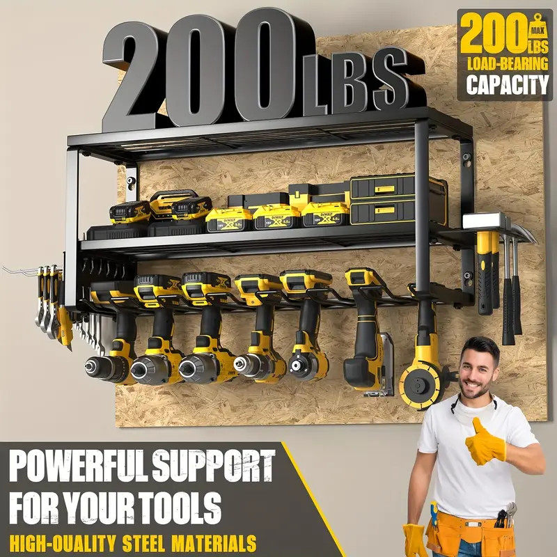 Power Tool Storage Drill Organizer Holder Rack 3 Layers Heavy Duty Wall Mount