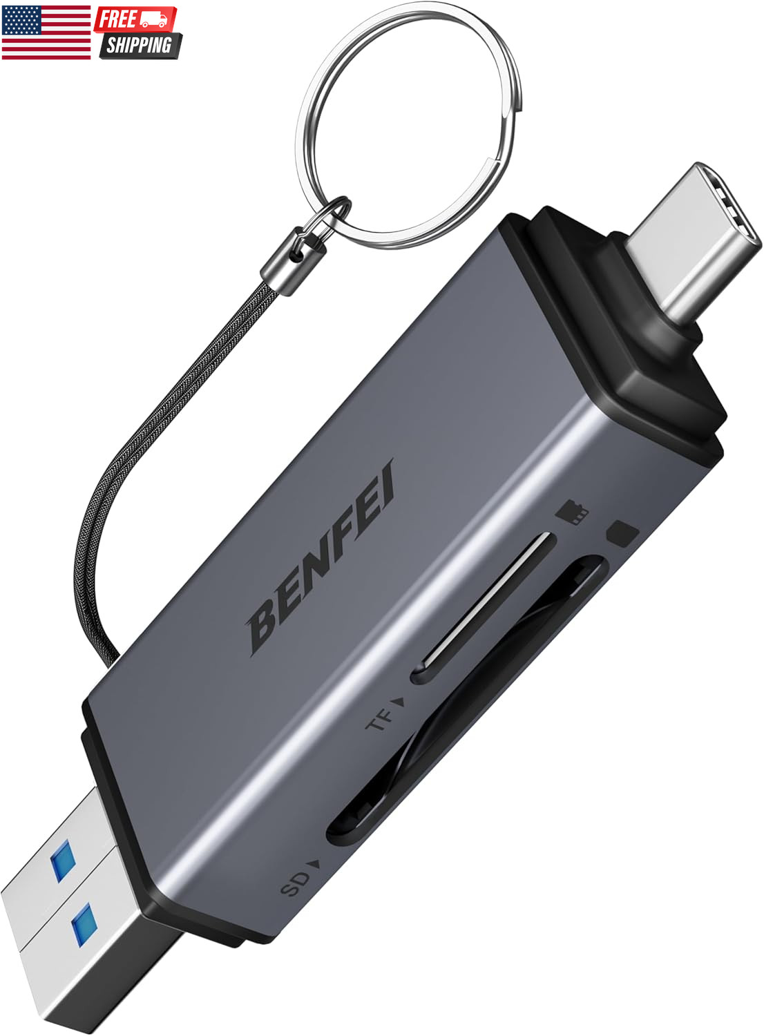 SD Card Reader, USB C to SD Micro SD Card Memory Card Adapter Dual Slot Compatib