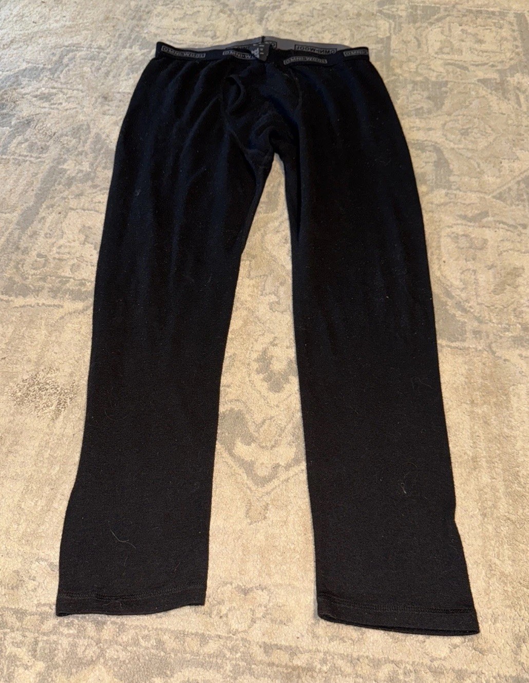 Omni-Wool Pants Mens Sz XL Black Base Layer Wool Blend Long John Bottoms Pull On