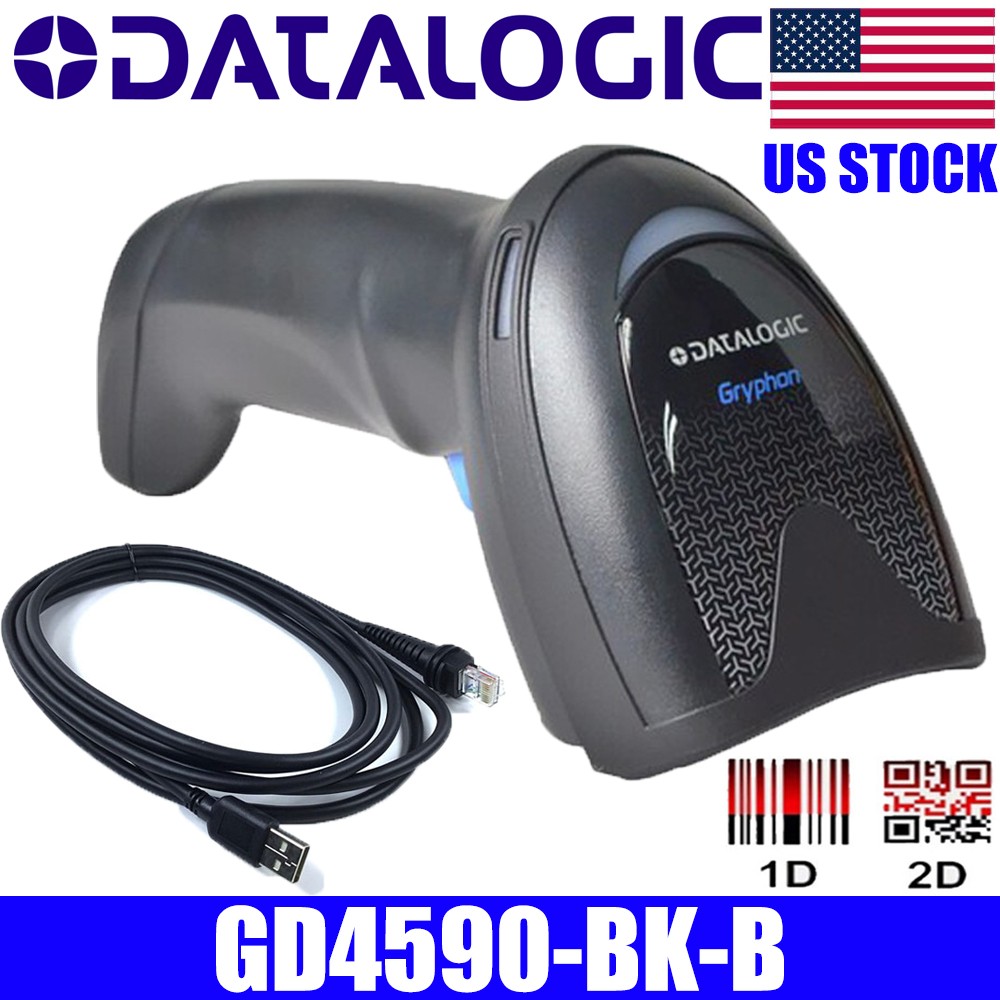 Datalogic GD4590-BK-B USB 1D 2D Handheld Barcode Scanner Reader with Base USA