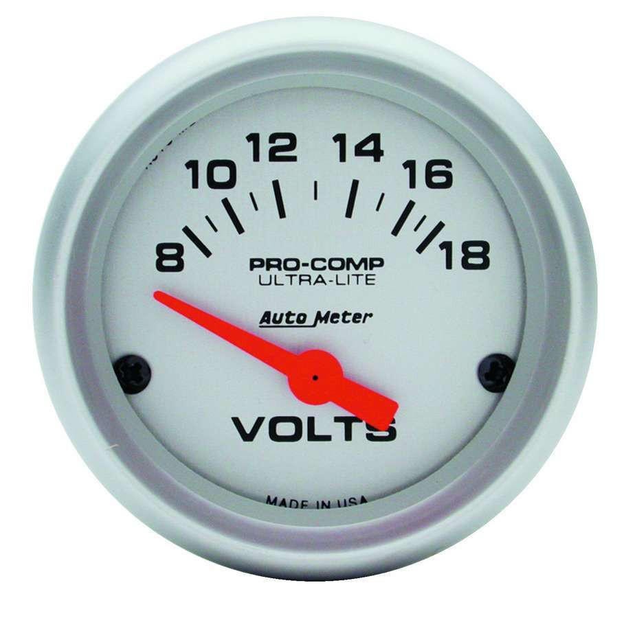 Auto Meter 4391 Voltmeter Gauge 4391; Ultra-Lite 8 to 18 Volts 2-1/16" Electrica