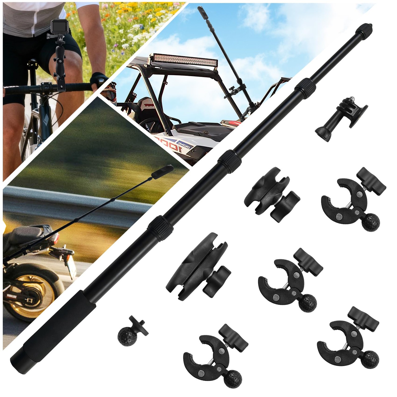 ArdorCraft Motorcycle Camera Mount for Insta 360 X5 X4 X3, DJI Osmo Black