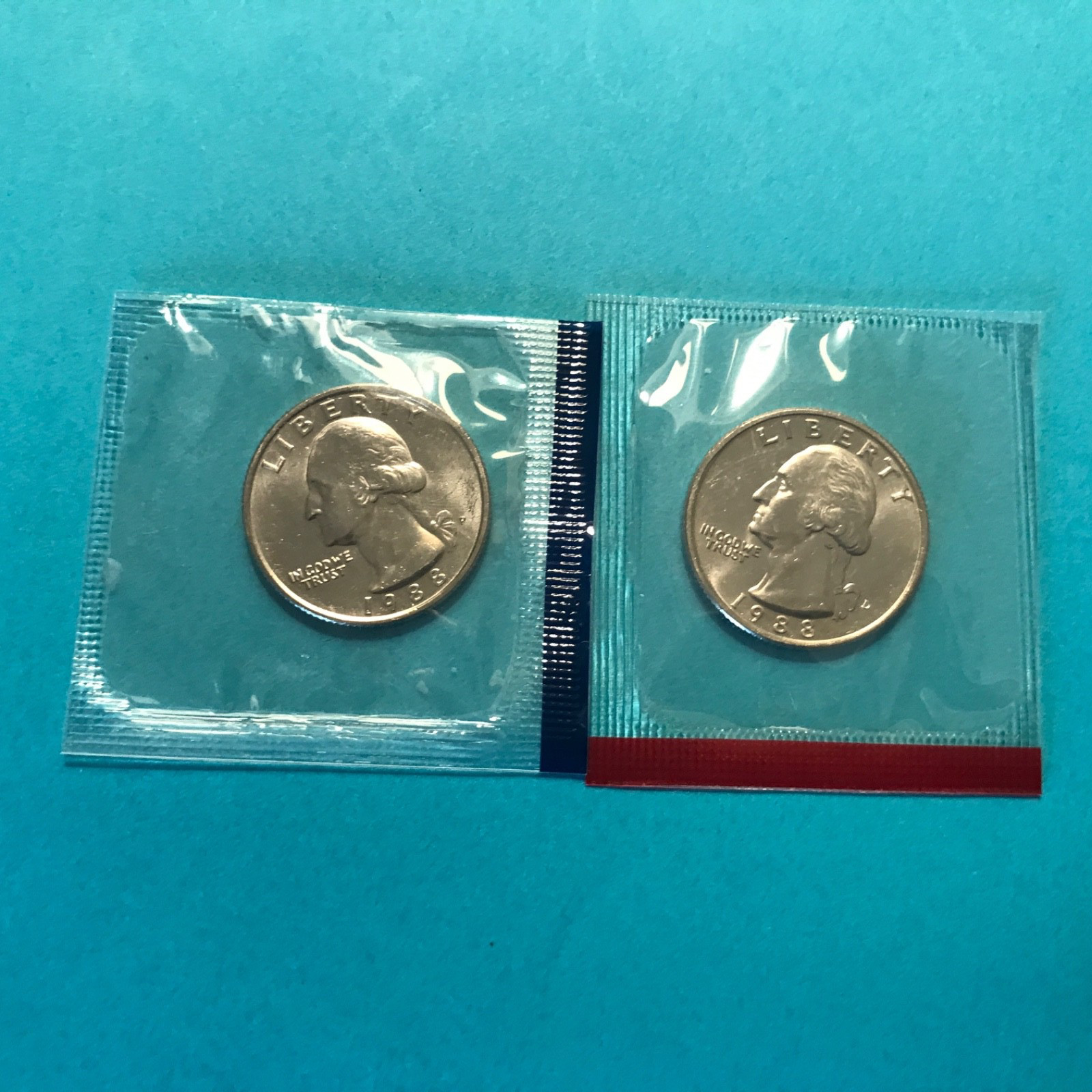 1988 P&D Washington Quarters  Unc  Mint Cello    FREE SHIP