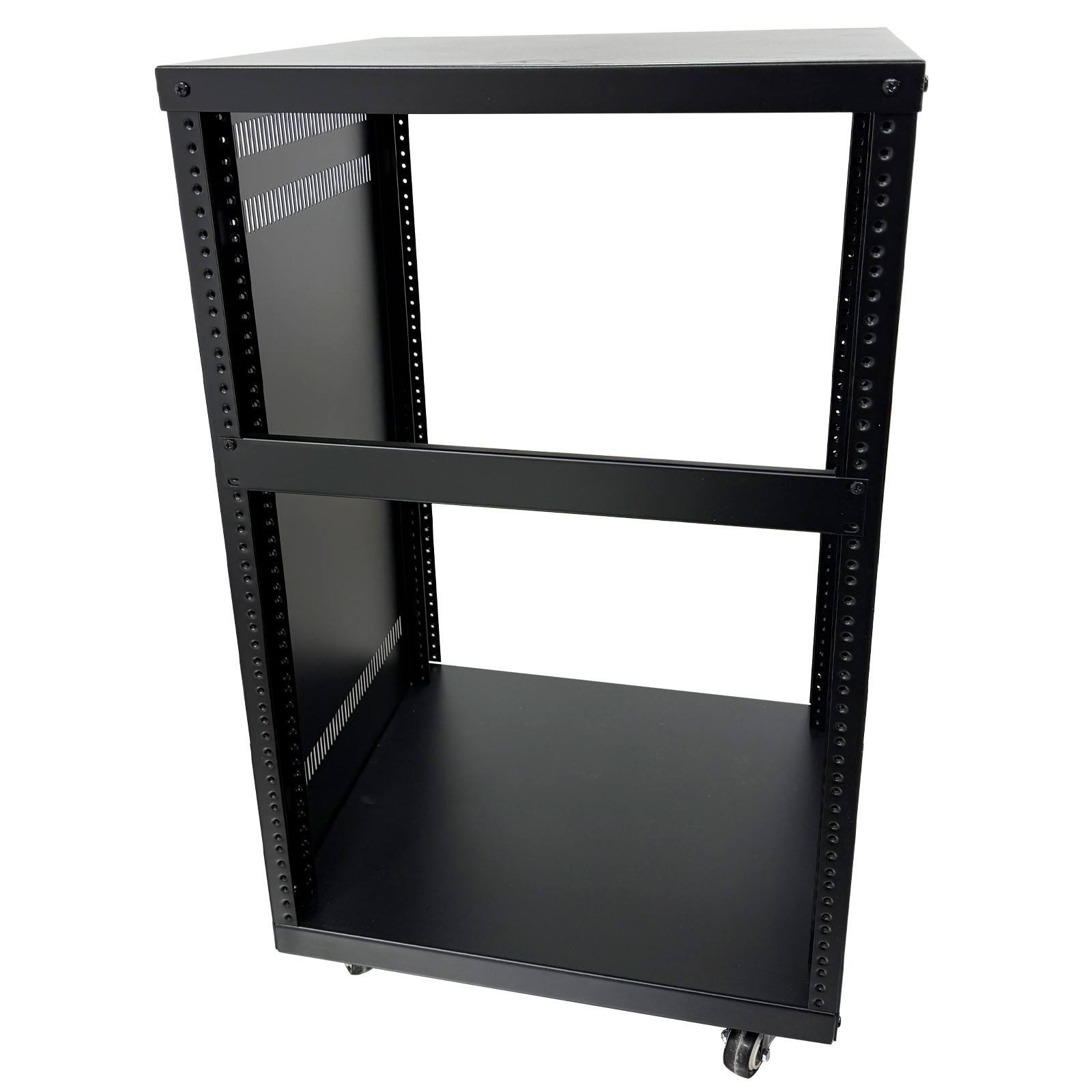 12 Space Studio Rack Case with 4" Caster Wheels 12U Open-Frame Server Rack