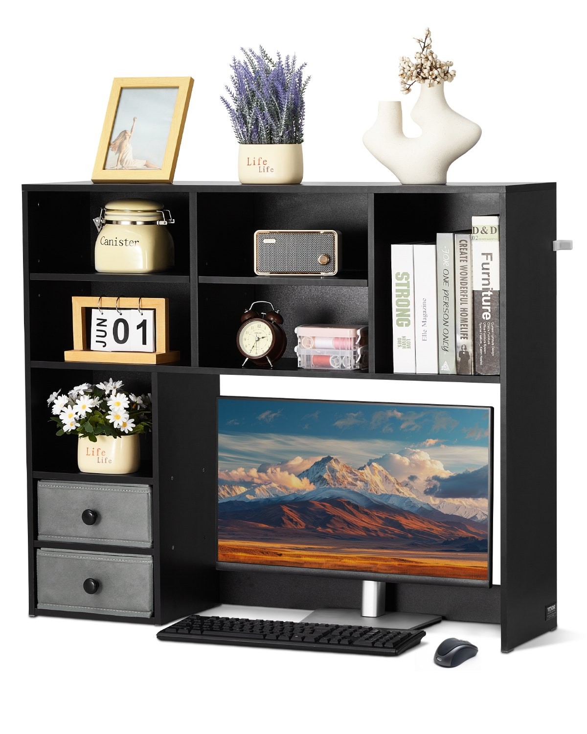 Desktop Bookshelf, 3-Tier Desktop Storage Organizer, 37" x 10" x 31.1" Office St