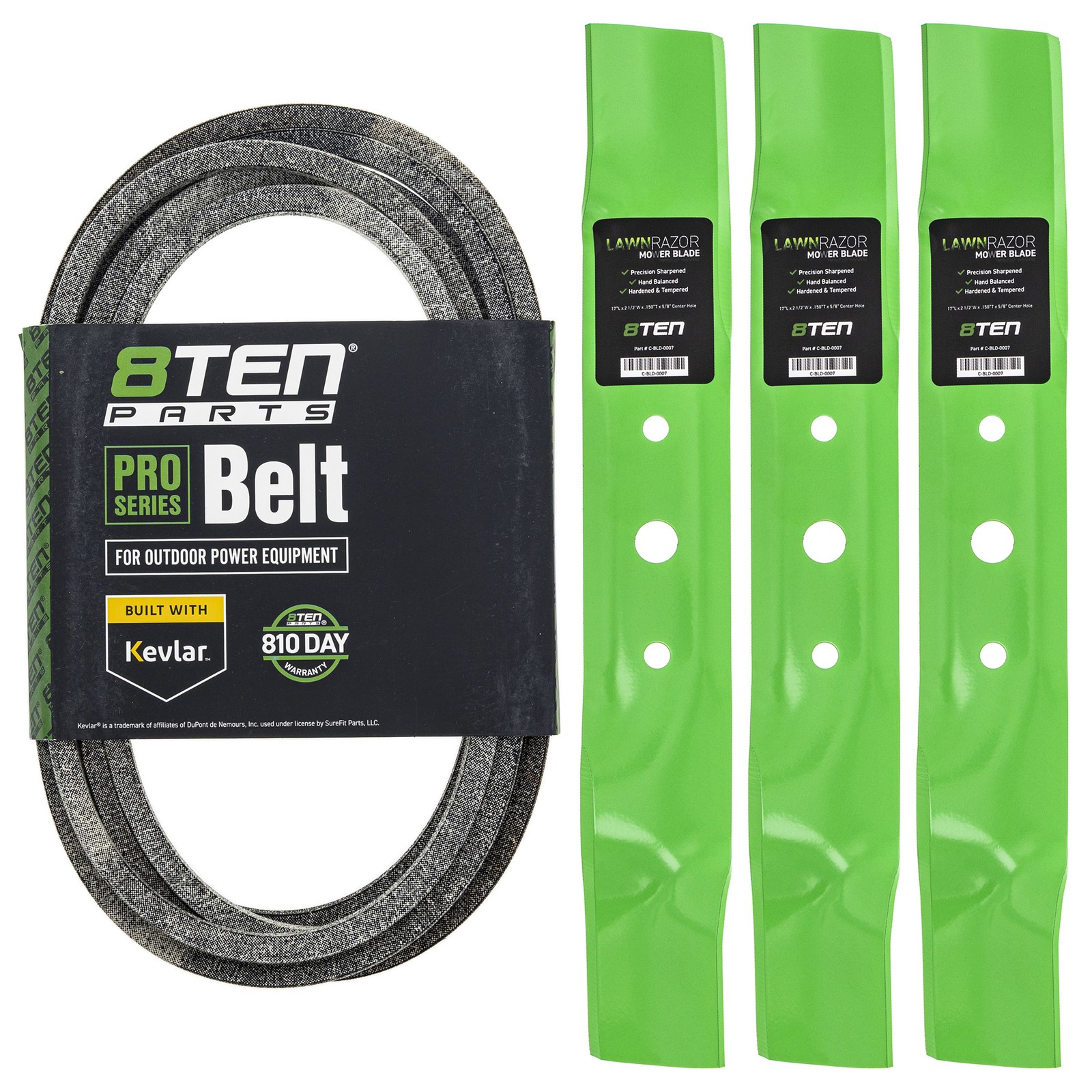 8TEN Blade Belt Kit for John Deere L120 L130 48 Inch GX20250 GY20568 GX20571