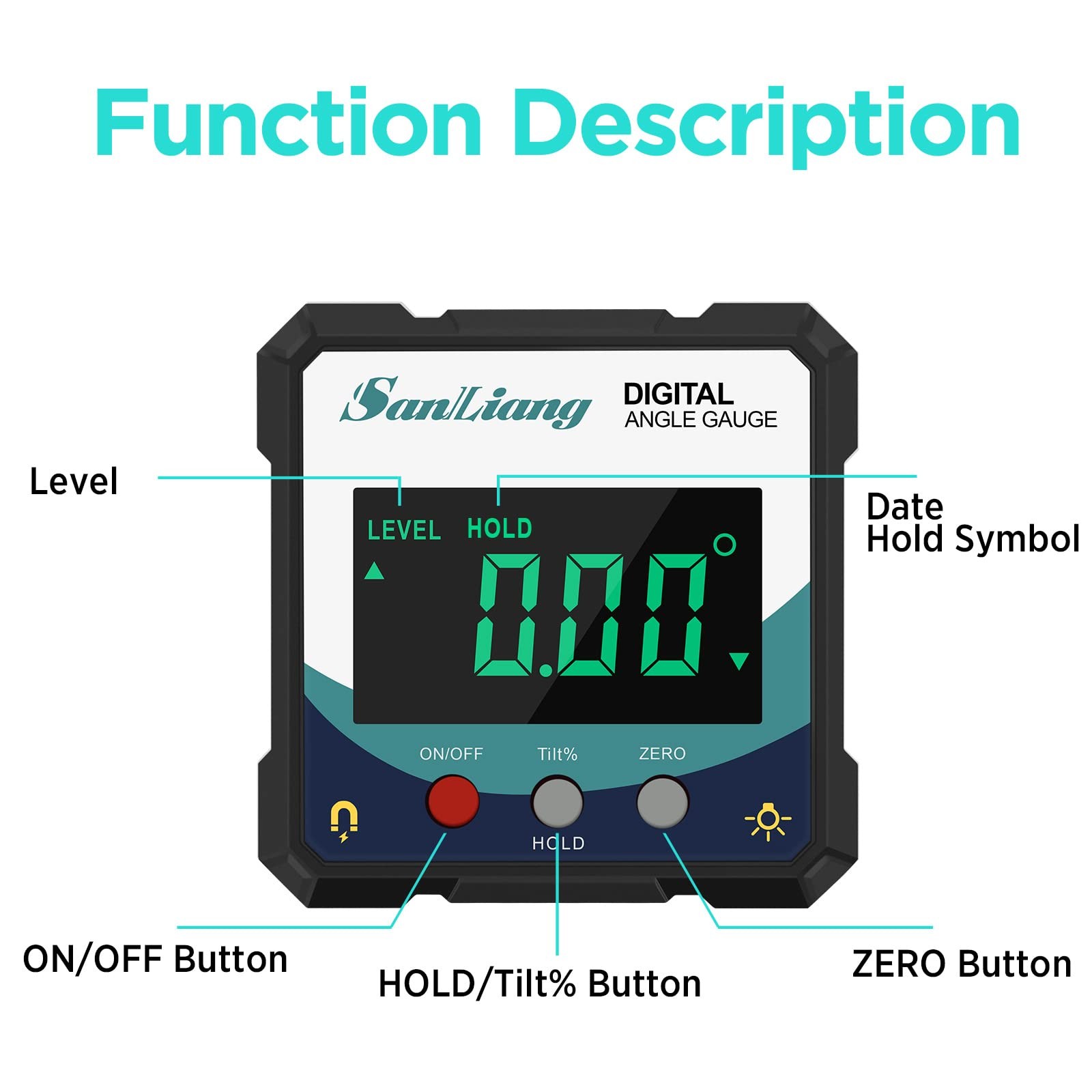 Digital Level Angle Gauge Meter Magnetic Electronic Level Angle Finder Tool P...