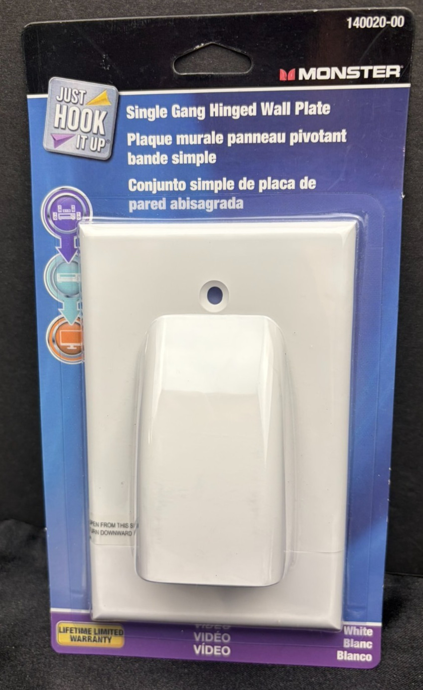 Monster Single Gang Hinged Wall Plate - #140020-00 - White