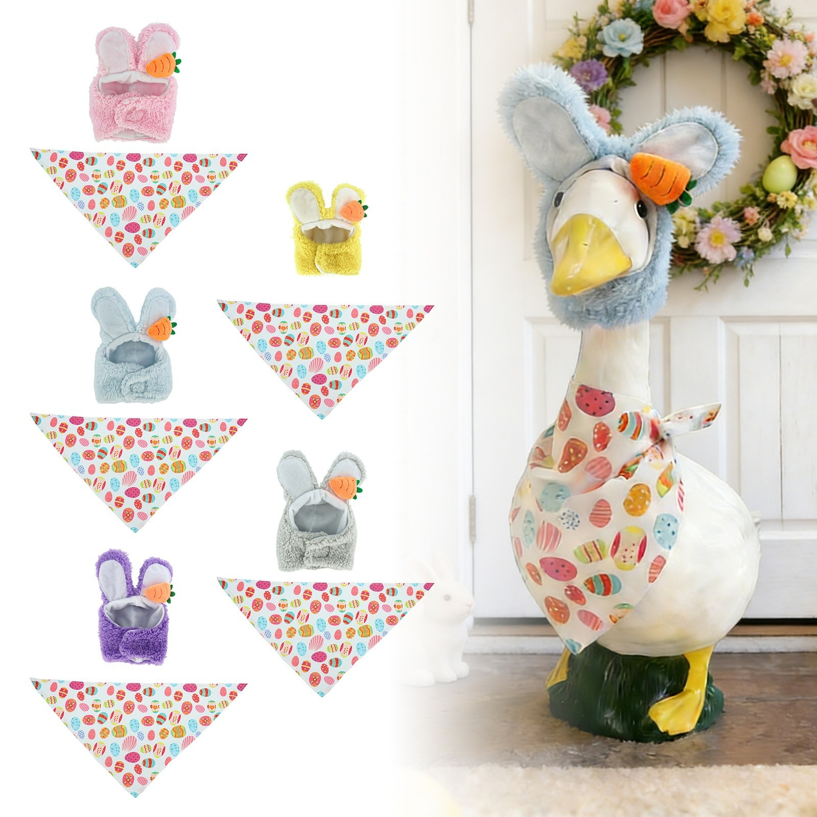 Easter Porch Goose Costume Set Porch Goose Bunny Clothing Holiday Decoration Set