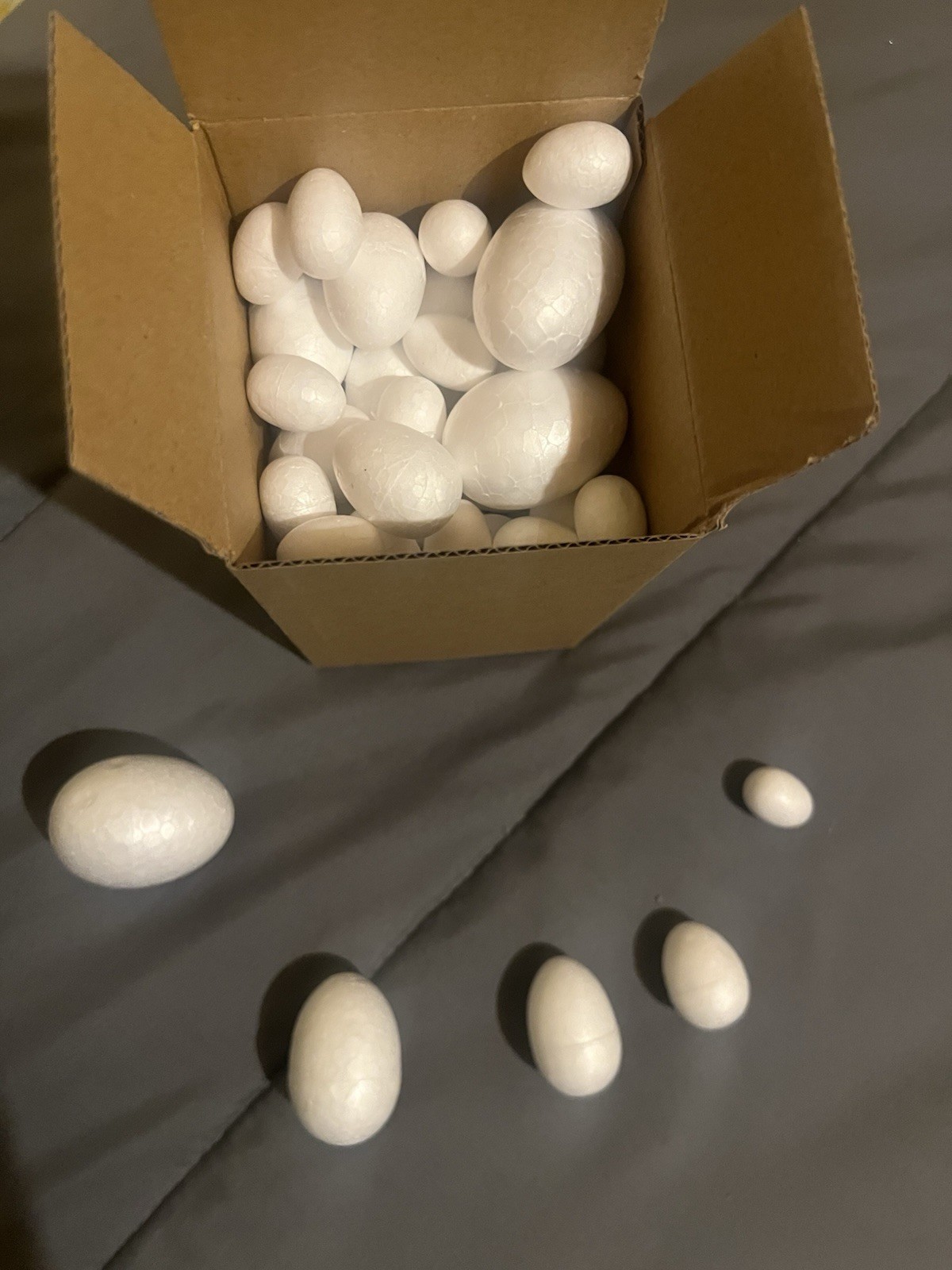 Assorted Sizes Foam Eggs For Crafting, Easter, 58 Count, 3/4” to 2.25” in height