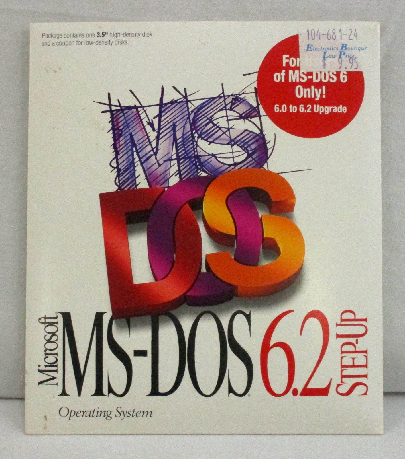 Microsoft MS-DOS 6.0 to 6.2 Step-Up PC OS Upgrade 3.5" Disk SEALED