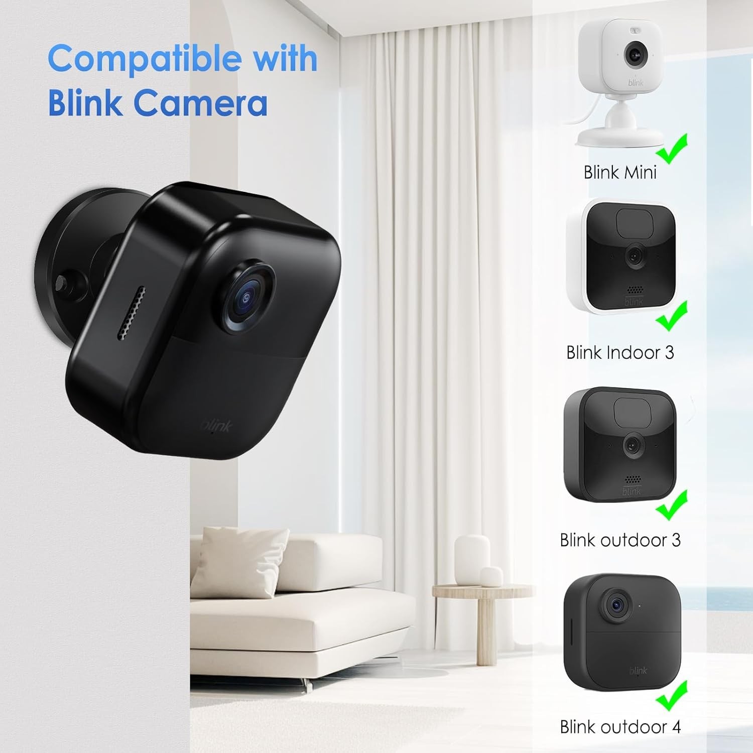 Blink Outdoor Camera Wall Mount 360° Adjustable Bracket 3-Pack Black
