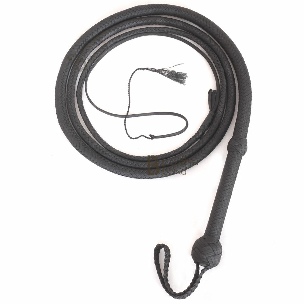 Indiana Jones Bull Whip 06 Foot 12 Strands Black Nylon Para-cord Bullwhip