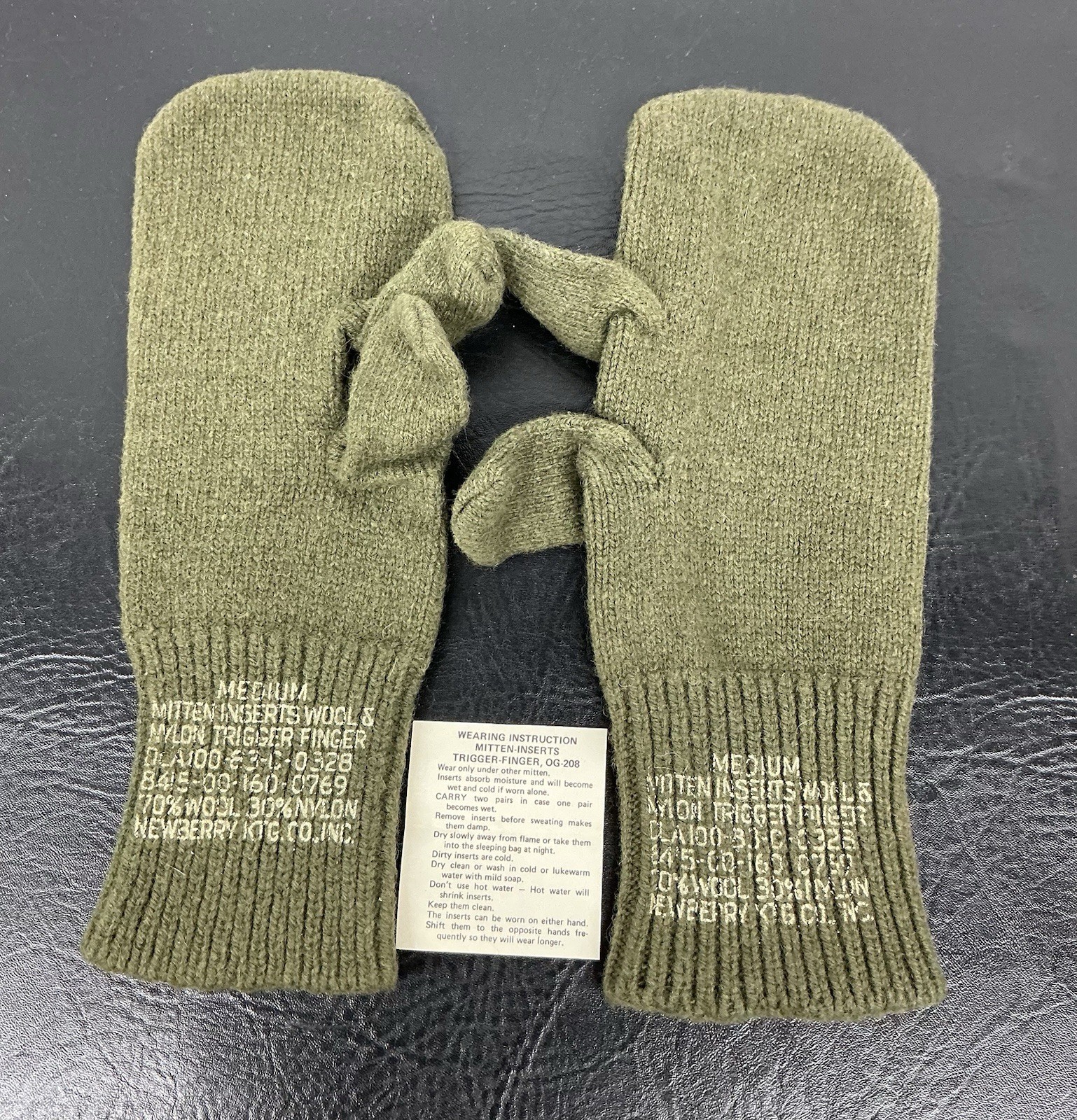 US Army Mitten Wool Liners Cold Weather Trigger Finger New