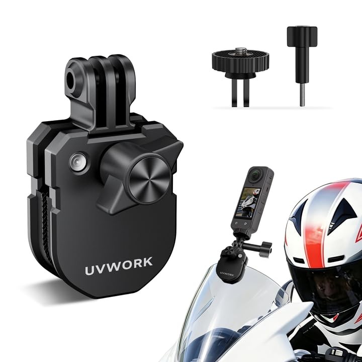 UVWORK Motorcycle Windshield Camera Mount, Aluminum Alloy 3.5*2*2.5, Silver