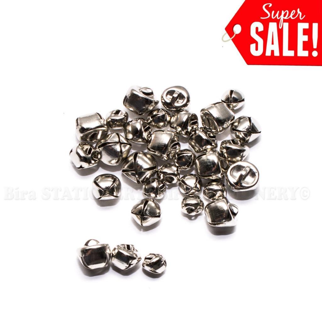 30pcs 8mm-12mm Silver Jingle BELLS - holiday crafts Teeny Little Bells