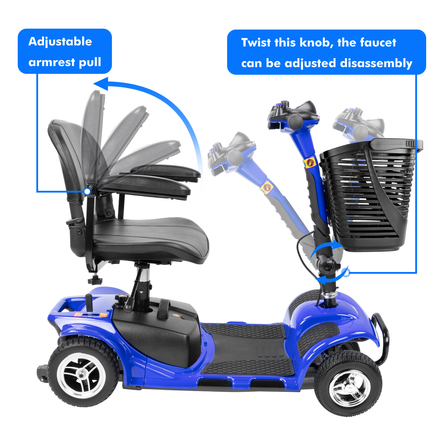 4 Wheels Mobility Scooter Power Heavy Duty Electric Wheelchairs For All Terrain