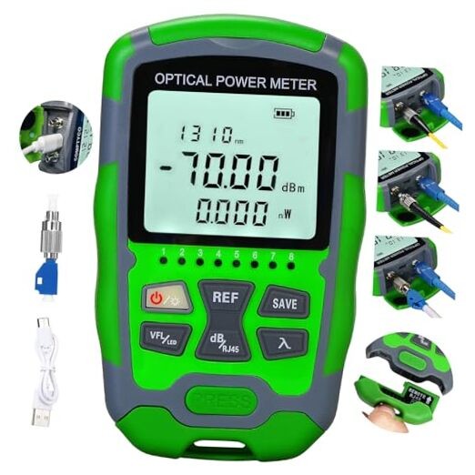Rechargeable Optical Power Meter A-MC70-30 (-70~+10dBm) mini Fiber Cable