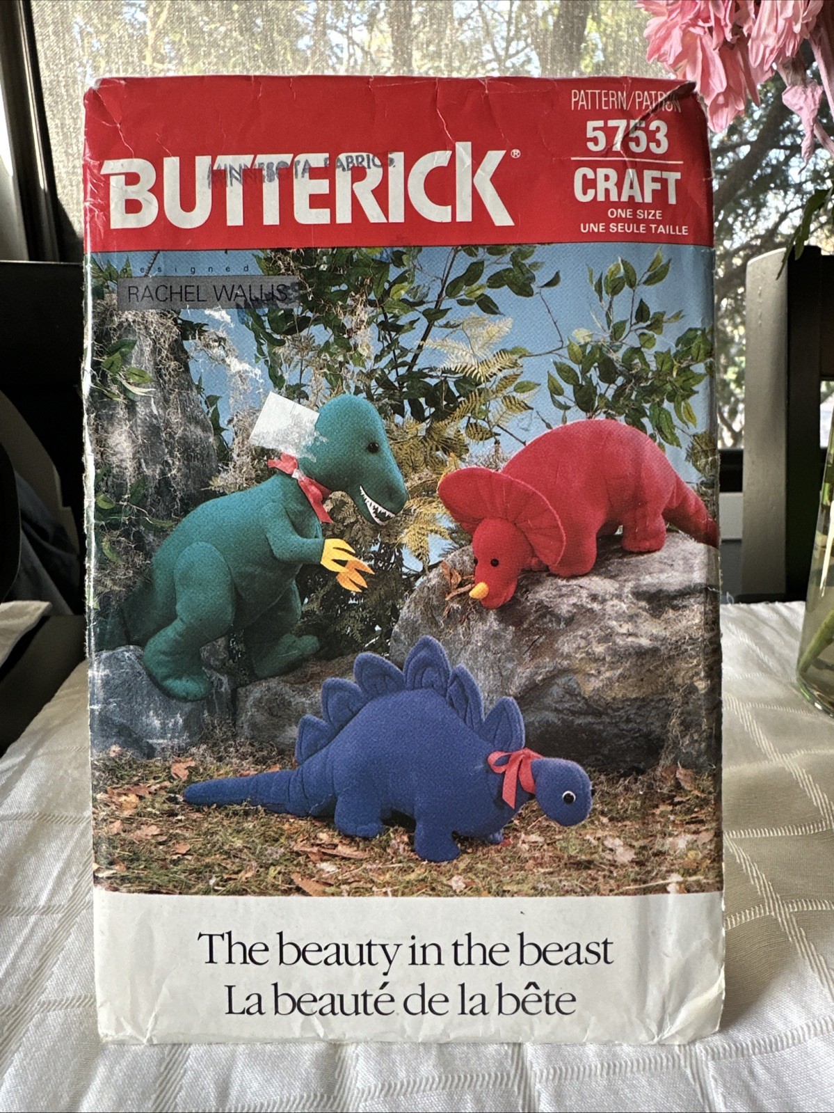 Vintage Butterick 5753 Dinosaur Pattern  Triceratops, T-Rex Plush Dino FF UNCUT