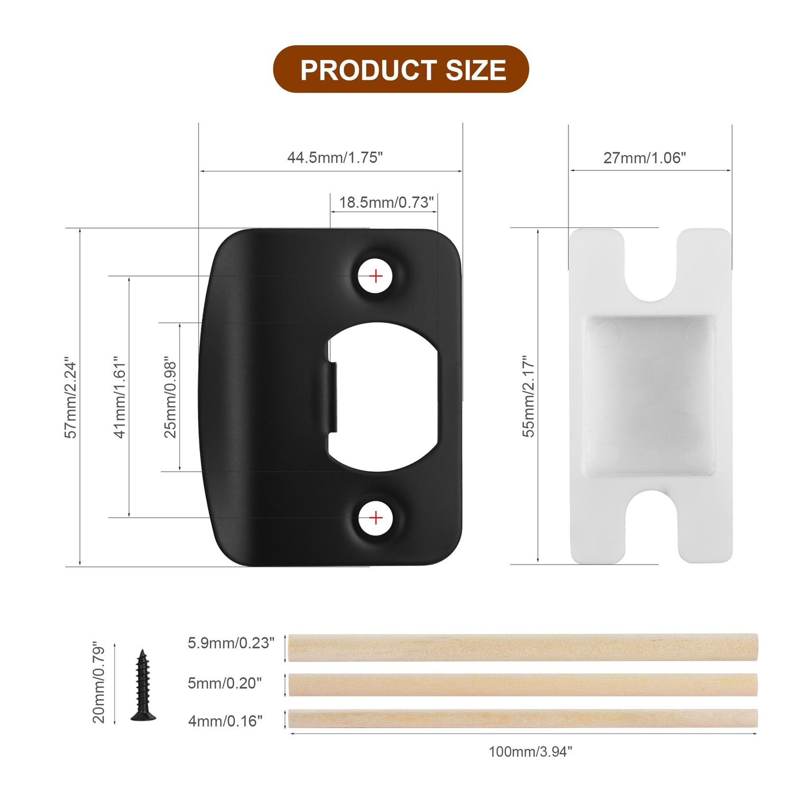 Matte Black Door Strike Plate for Interior Doors, Adjustable Security Reinfor...