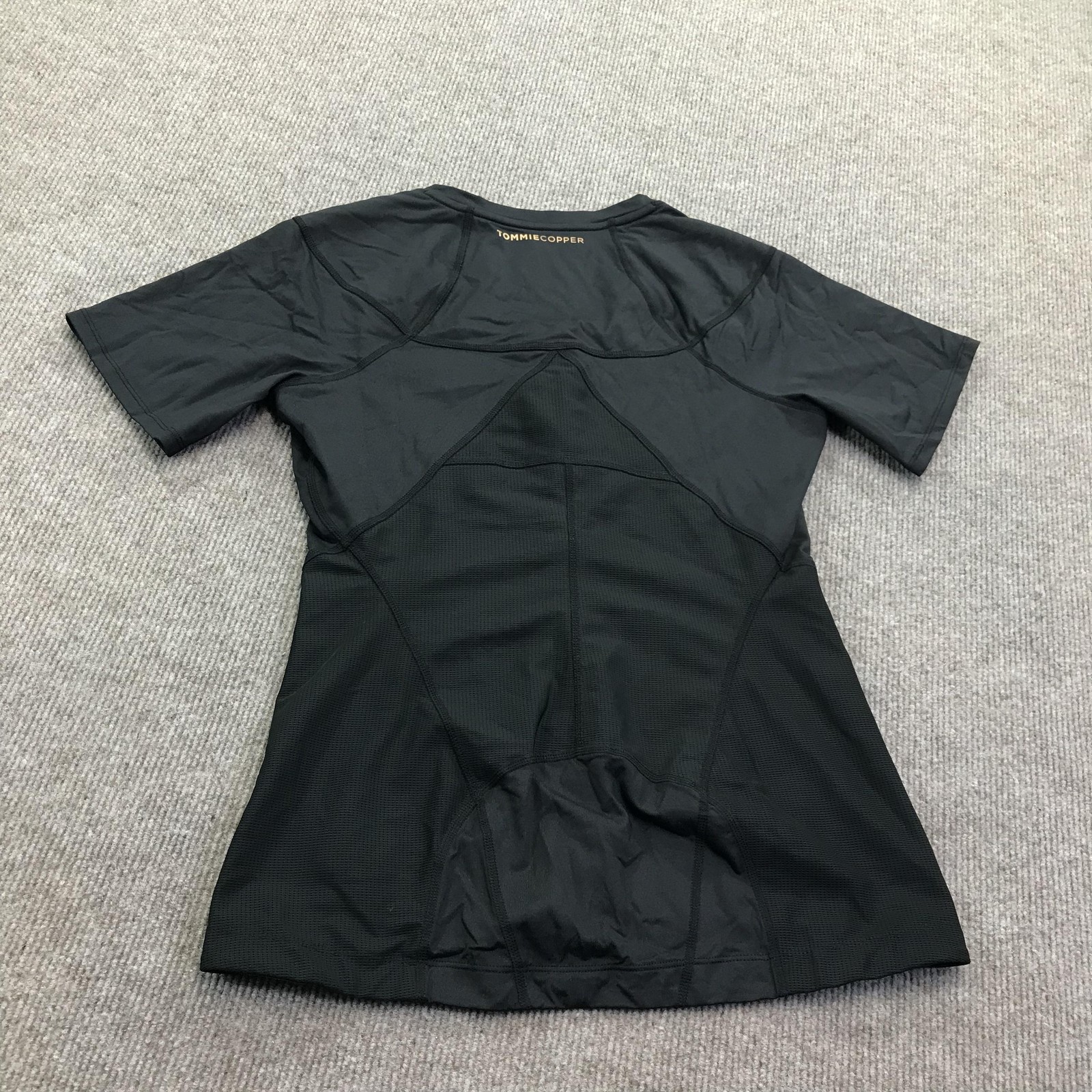 Tommie Copper Womens XL Back Support Compression Short Sleeve Shirt Black Zip