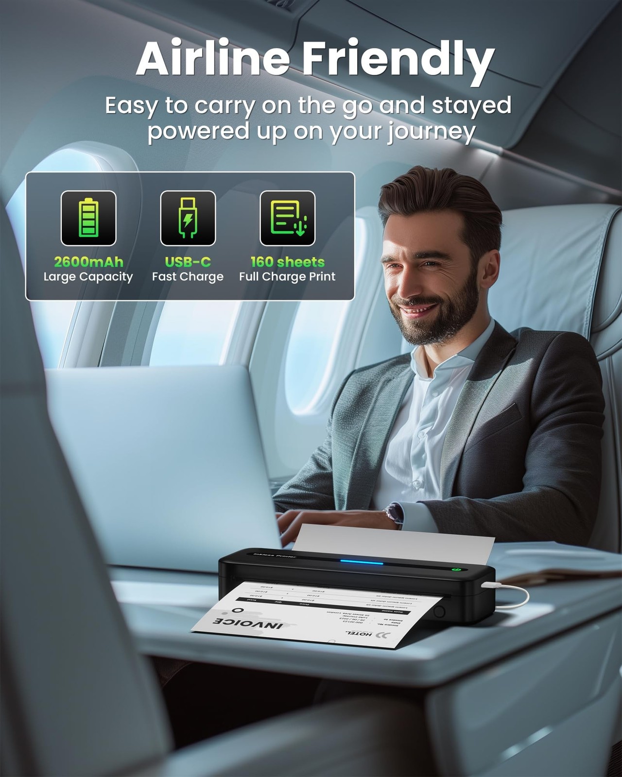 Itari Portable Printer - Portable Printer Wireless for Travel, Bluetooth Prin...