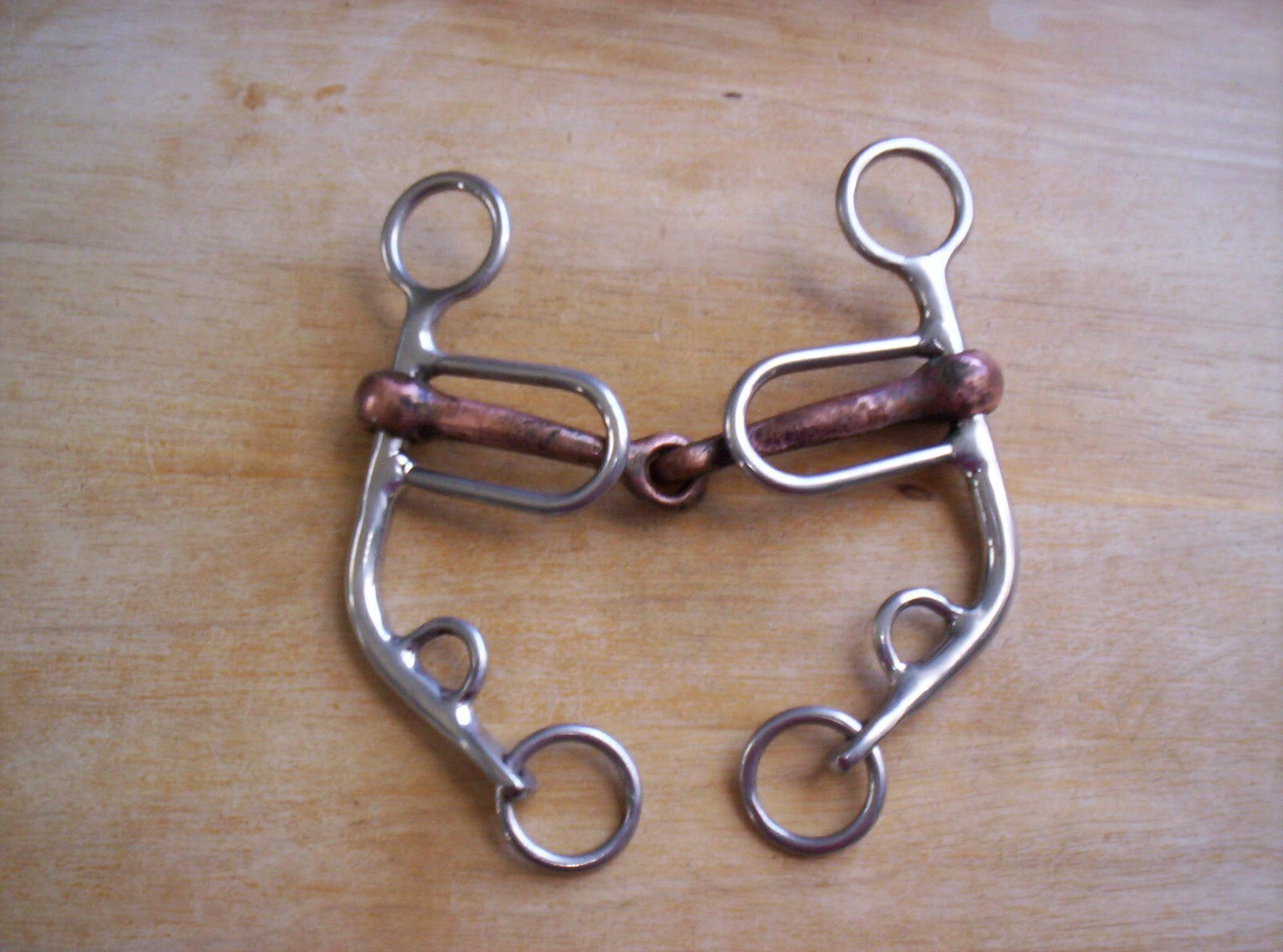 Used Stainless Argentine Snaffle Bit 5" Copper Mouth 6" Shanks