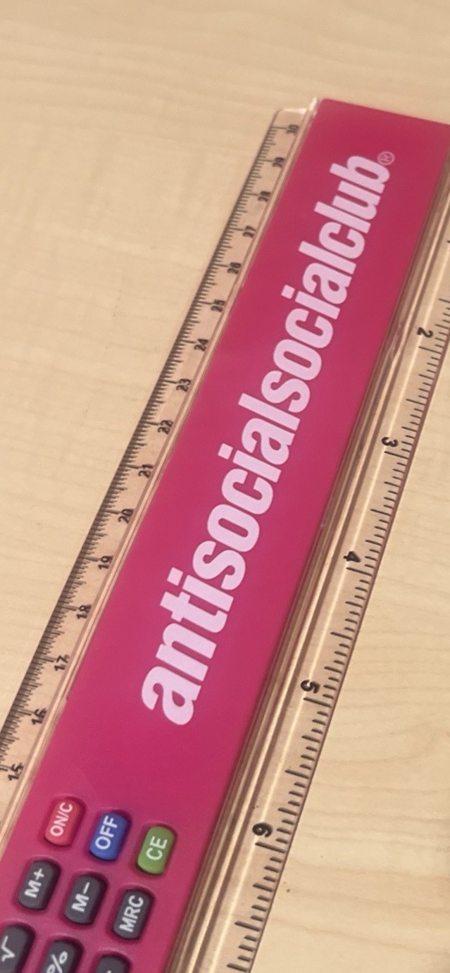 🔥📏💖Anti Social Social Club Pink Ruler & Calculator ASSC💖📏🔥