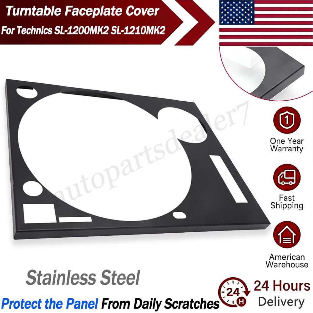 Turntable Faceplate Cover For Technics SL 1200 / 1210 MK2 BLACK Stainless Steel