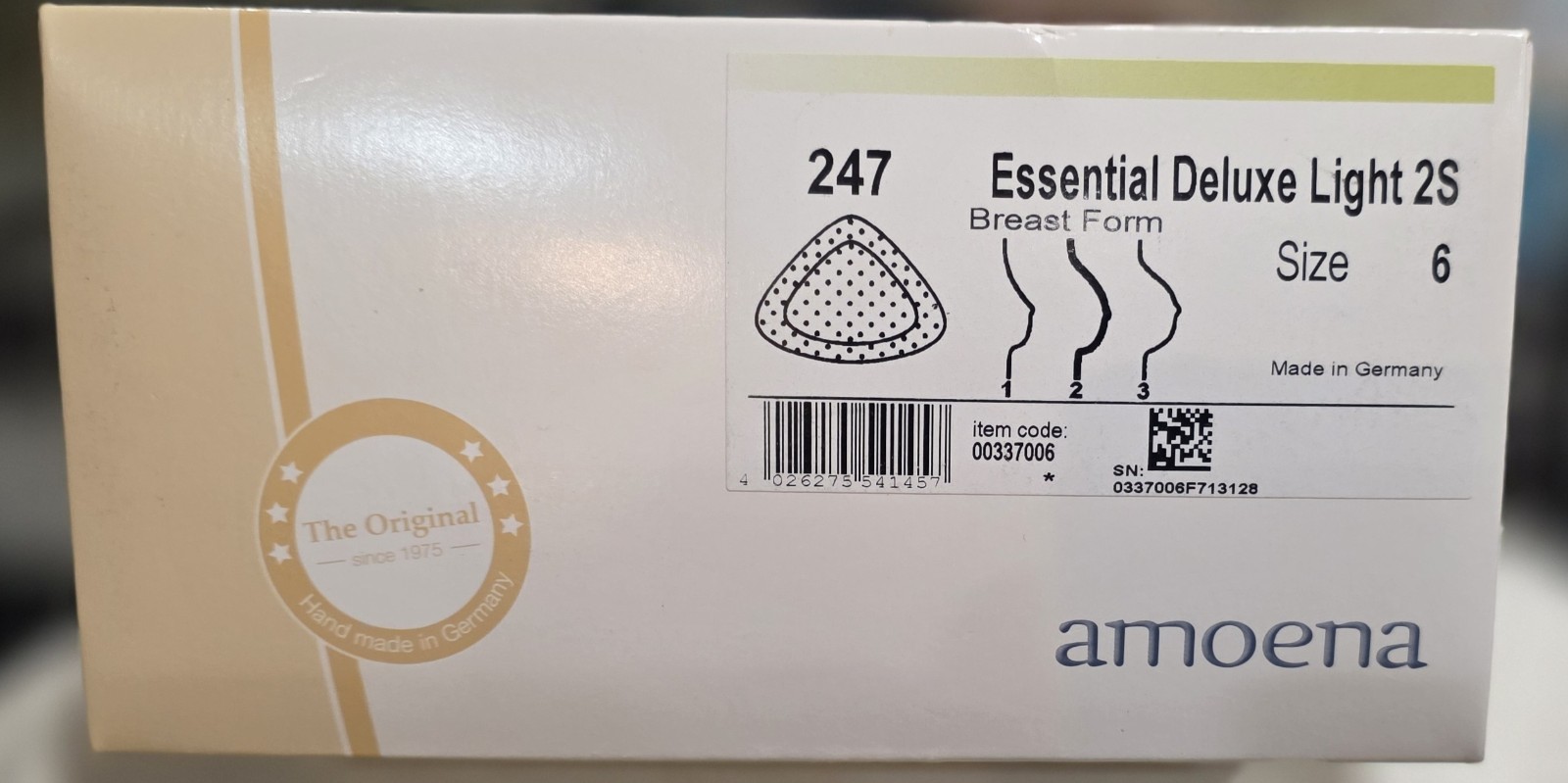 Amoena Essential Deluxe Light 25 Breast Form 247 Size 6