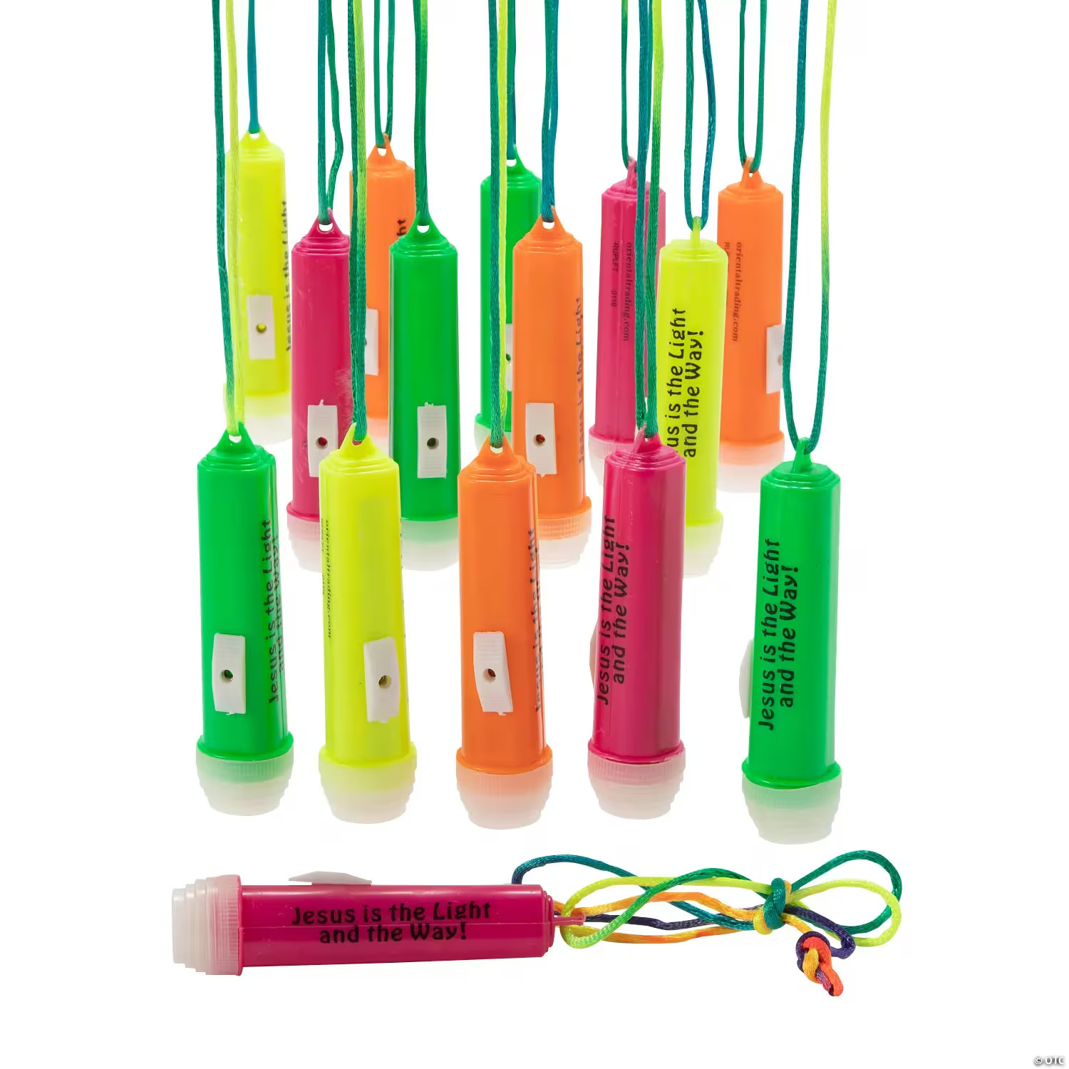 3 1/2" Bulk 48 Pc. Jesus is the Light Mini Flashlights on a Rope #13961246