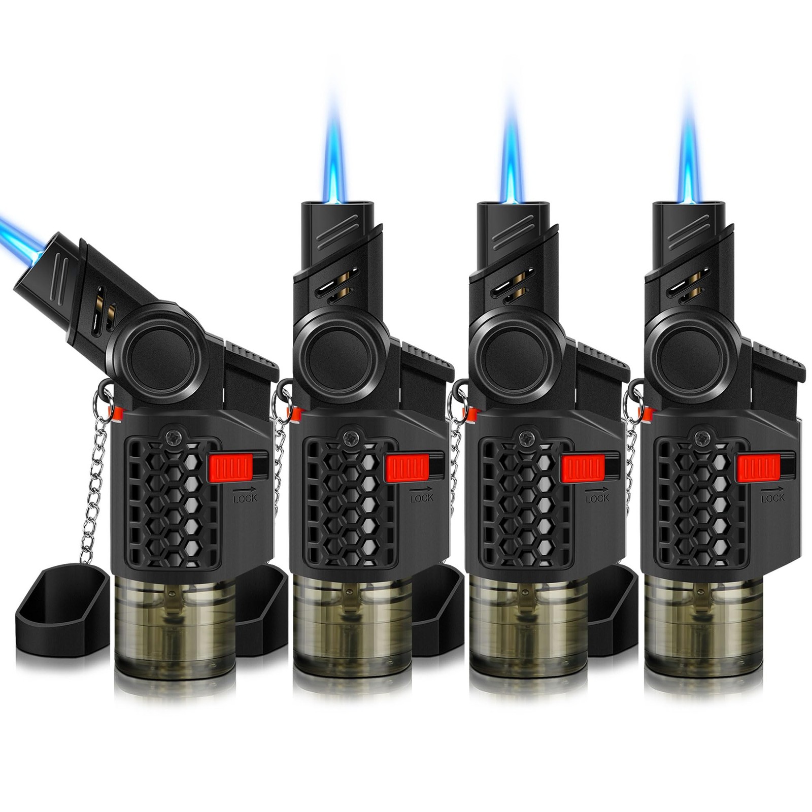 WANBRO 4 Pack of Torch Lighter, 30° & 45° Rotatable Windproof Jet Flame, with...