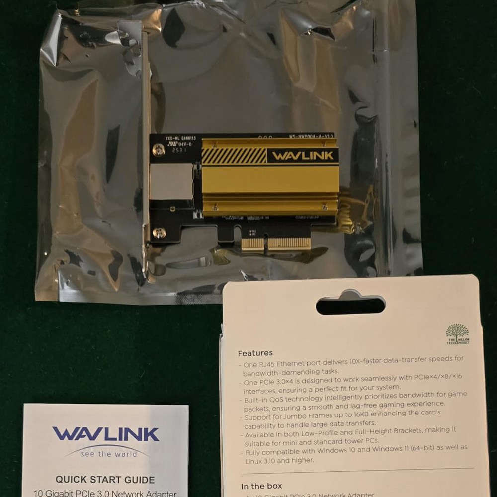 10G Base-T PCIe Network Card PCIe to 10G RJ45 Adapter for Windows 11/10 & Linux