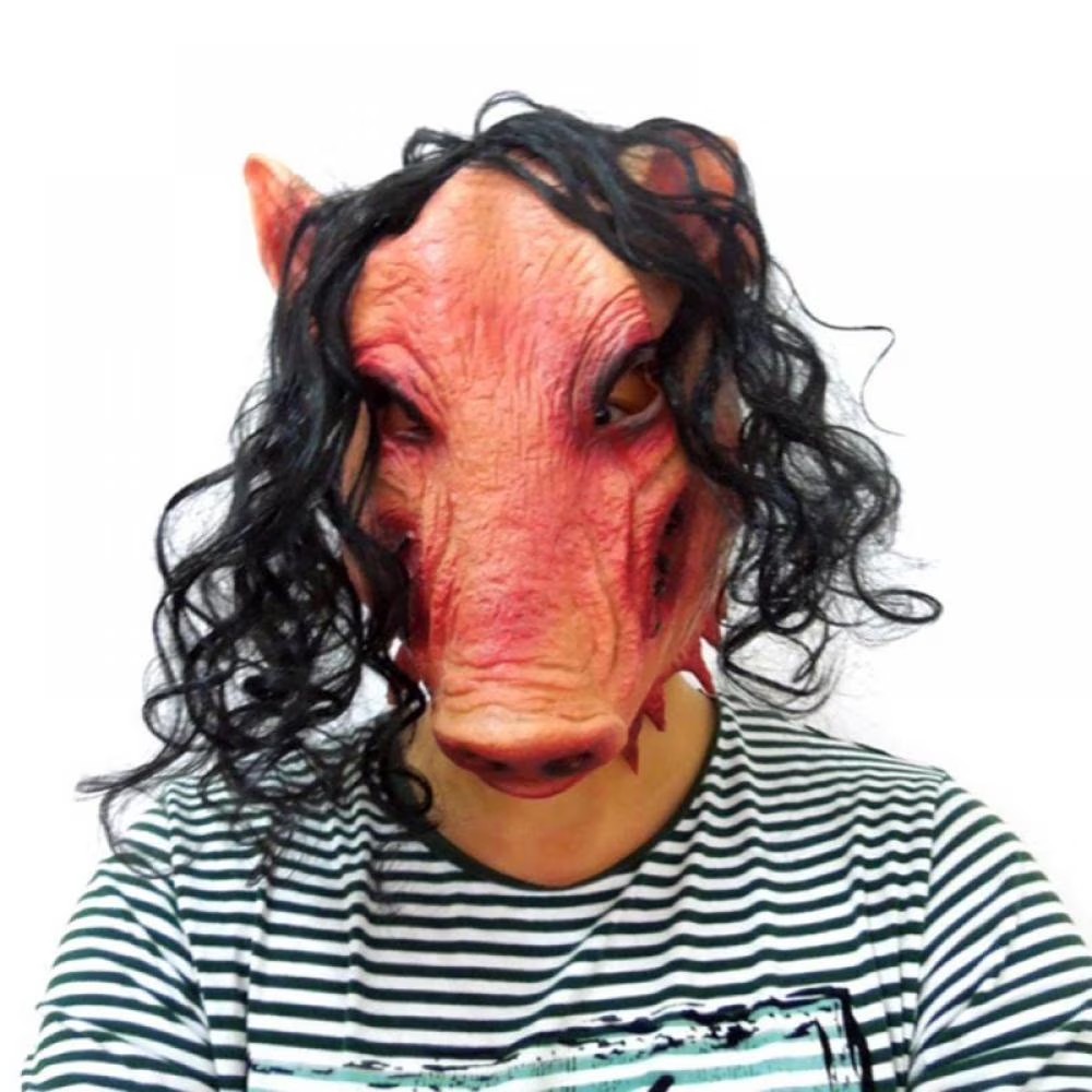 Scary Halloween Pig Mask Horror Animal Head Creepy Cosplay Masquerade Party Prop
