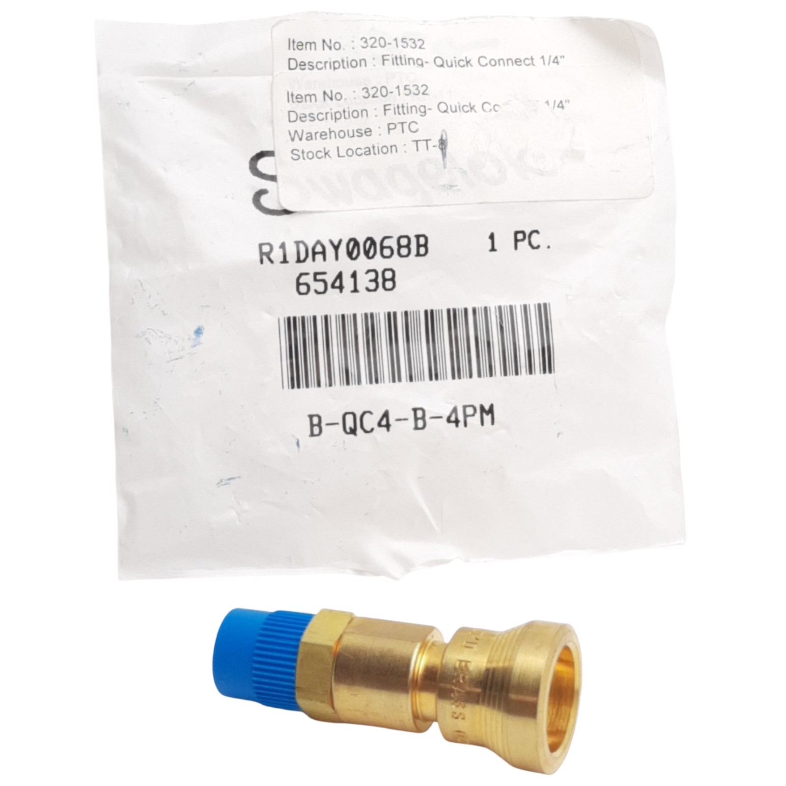 Swagelok B-QC4-B-4PM Brass Instrumentation Quick Connect 1/4" NPT, 2.16in Length