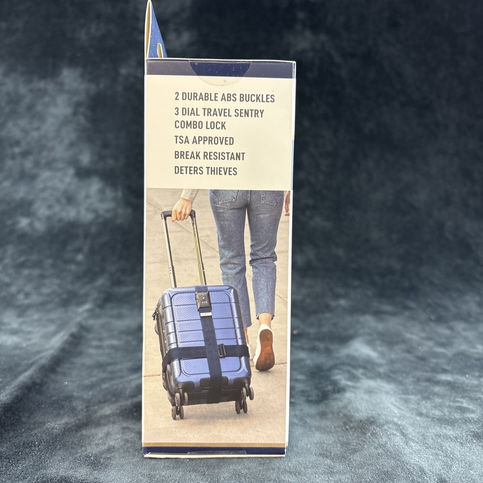 Brookstone Cross Luggage Strap + TSA Lock Black NEW
