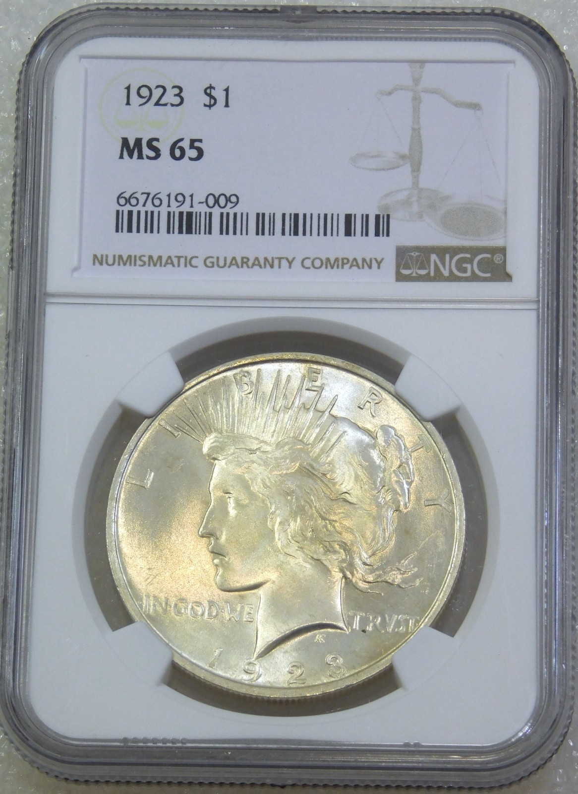 1923 Peace Silver Dollar NGC MS65 Frosty White PQ Beautiful coin #L374C