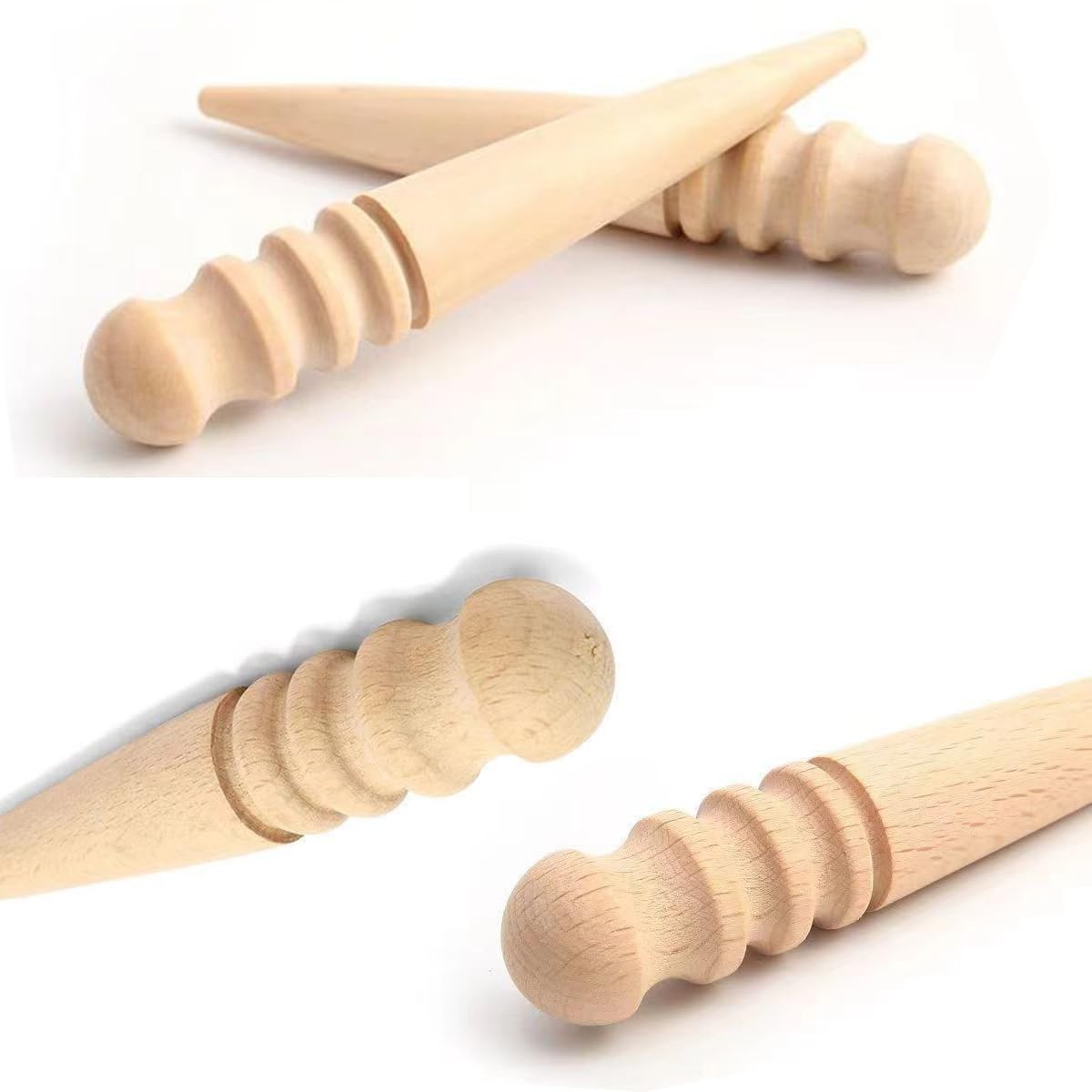 4 Pack Leather Burnisher Leather Edge Slicker Wood Stick Smooth Grooves for L...