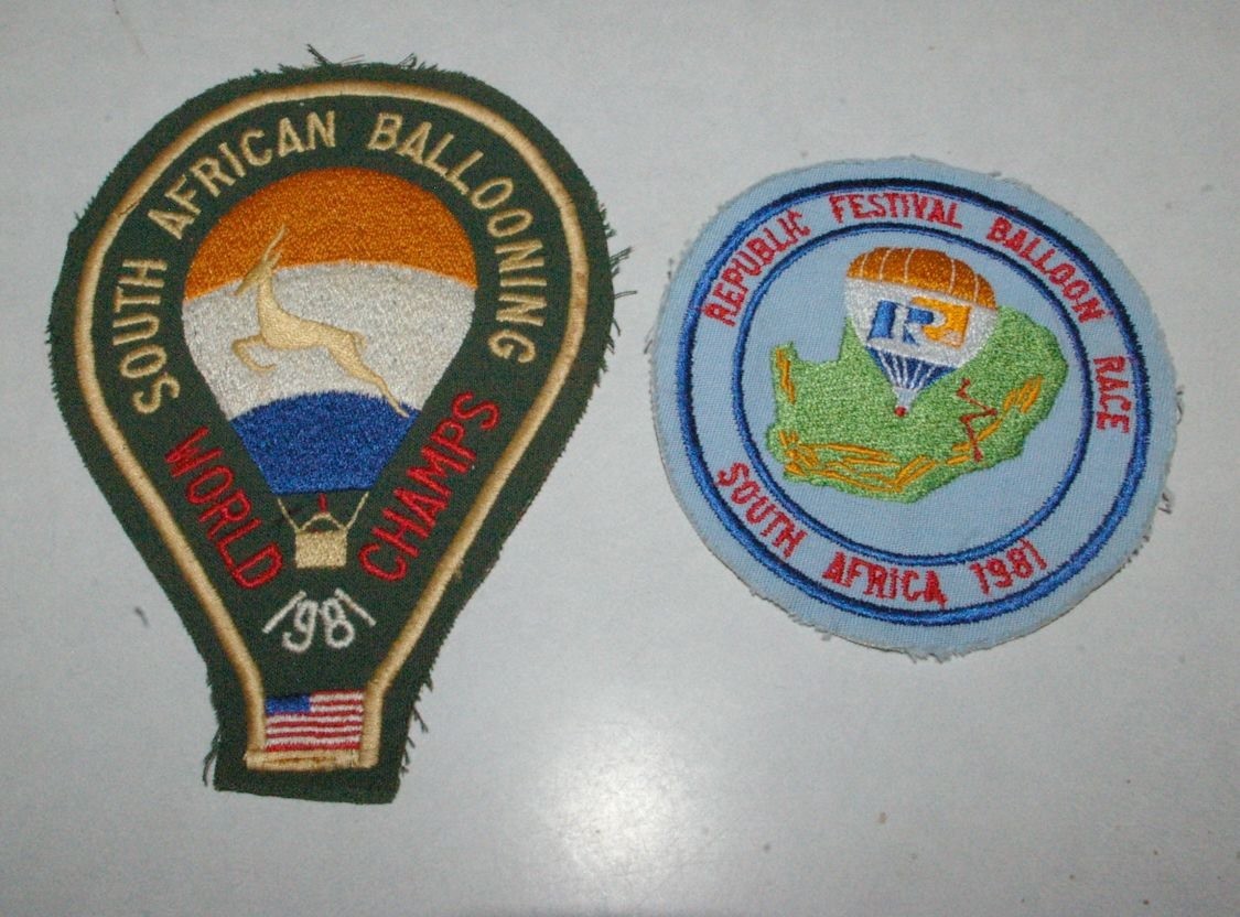 2 South African Ballooning Balloon Race1981 Patches Don Piccard Balloonist