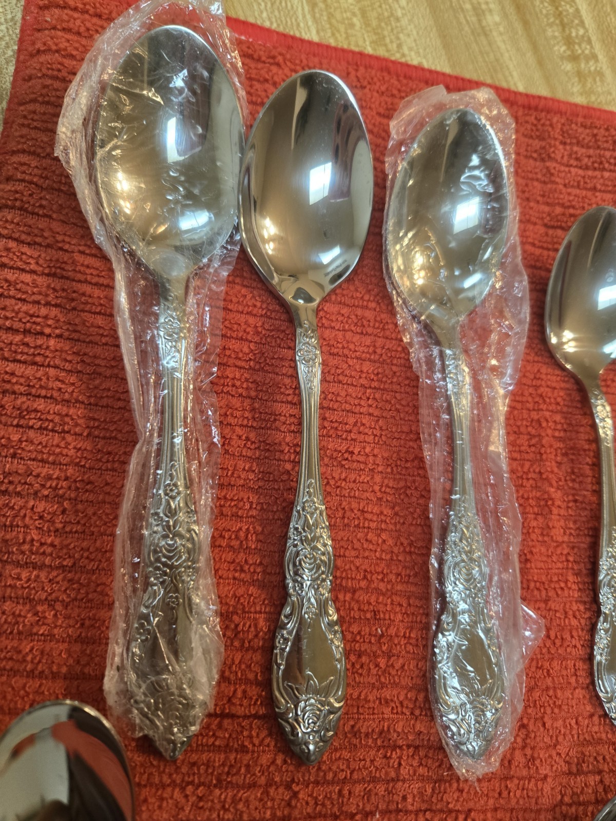 Stainless Flatware spoons Wordsworth Pattern Ornate Floral Rose 25 Pc