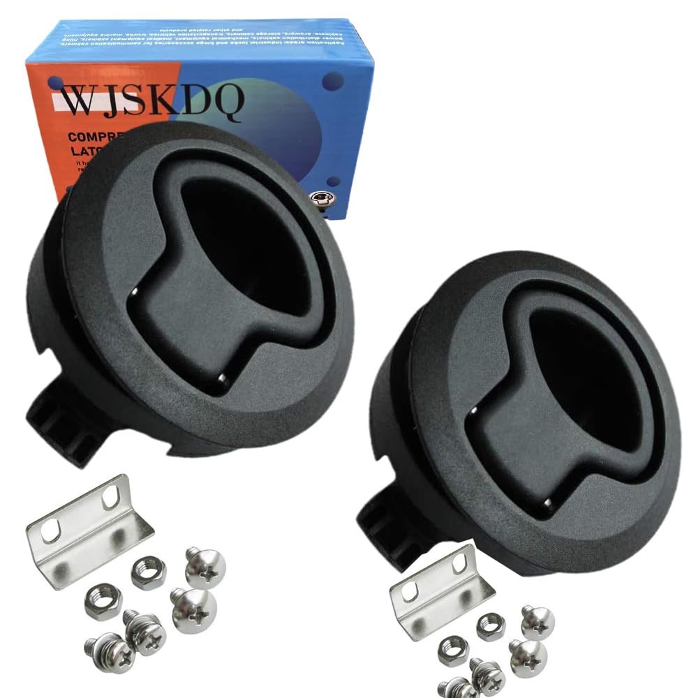 Boat 2'' Flush Pull Slam Latch Black Plastic Round for RV Boat Door Latches D...