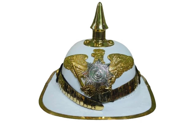 White German Pickelhaube Helmet with Brass Eagle Crest