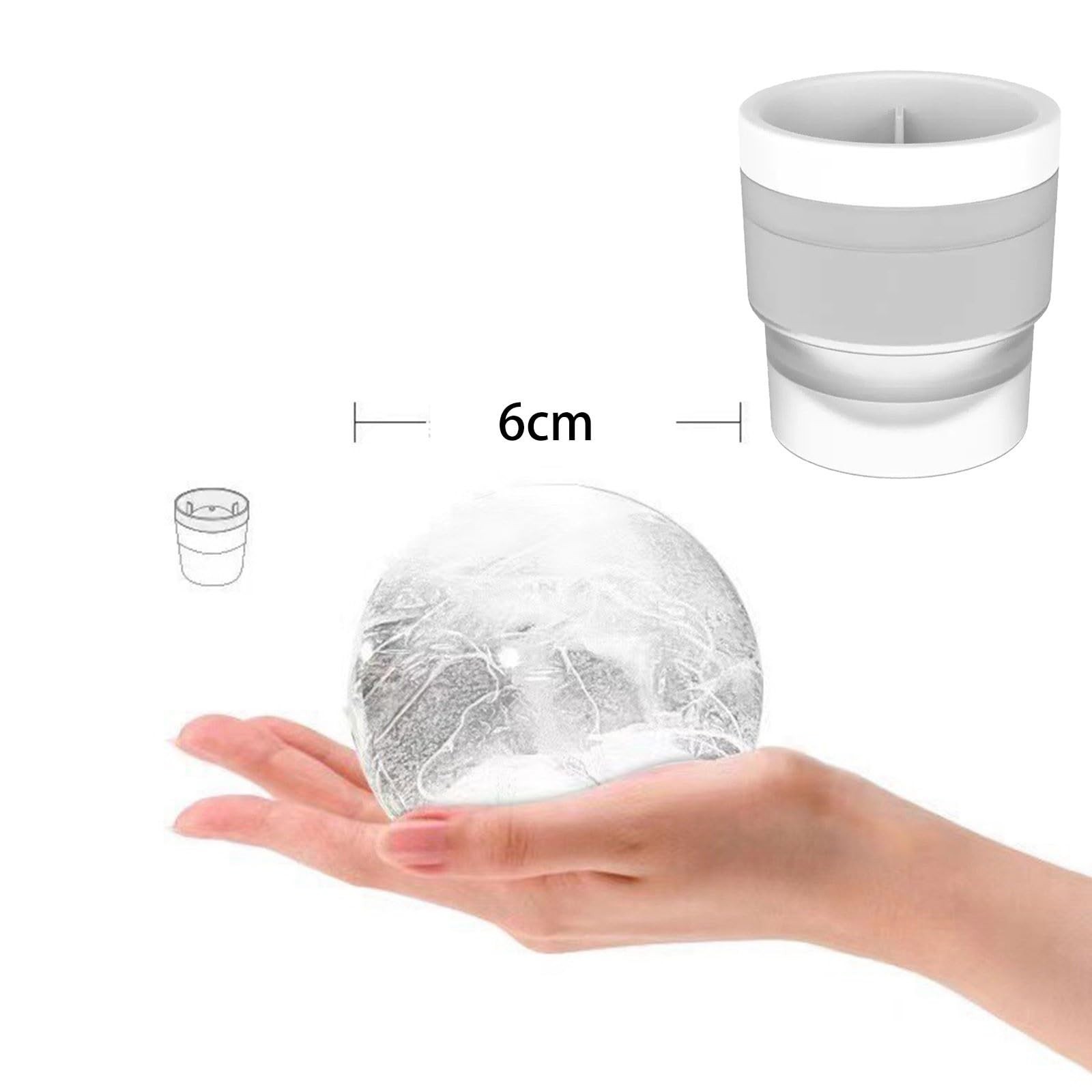 Ice Ball Molds, 6PCS Reusable Large Round Ice Cube Mold, Stackable Easy-Rele