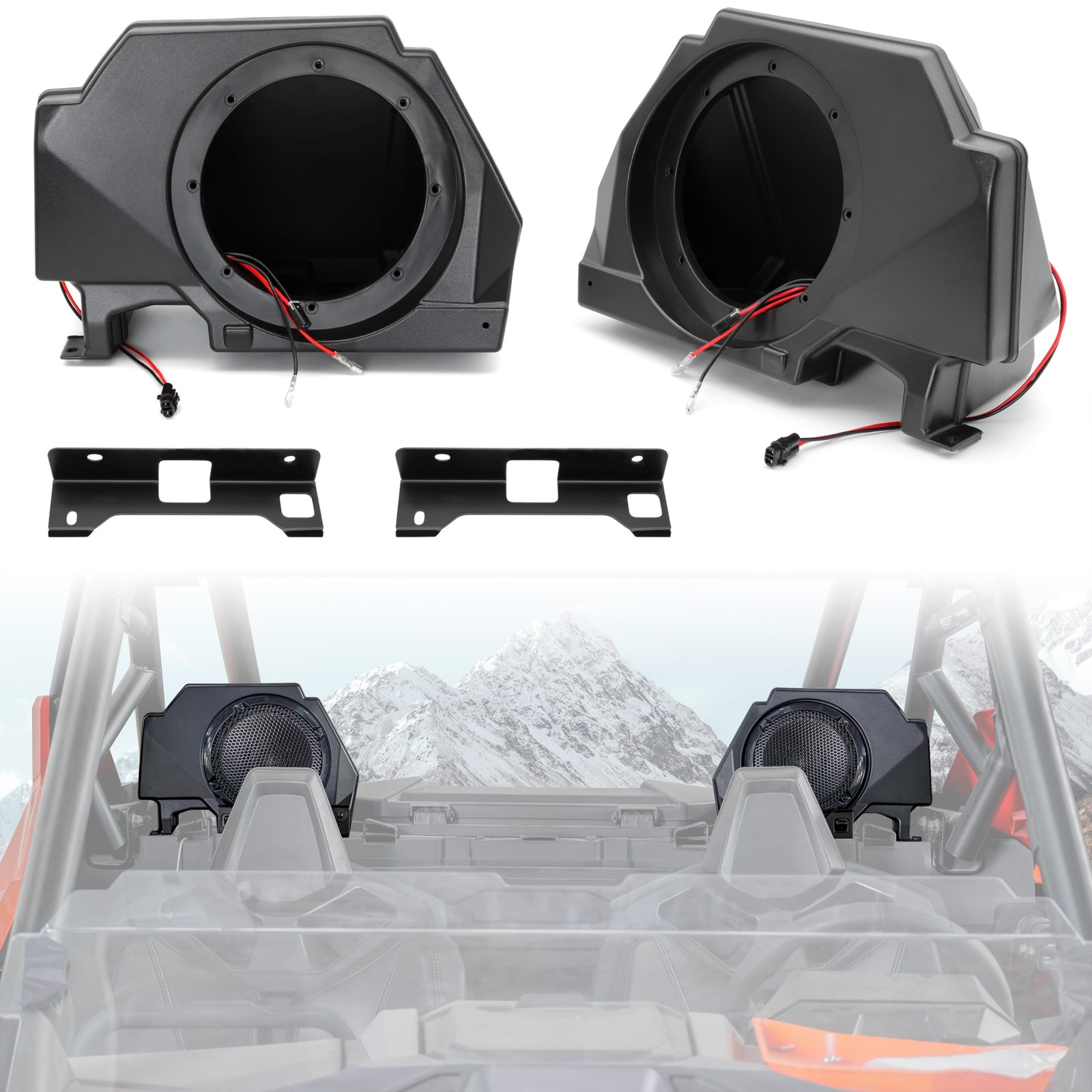 Sport Speaker Enclosures for Polaris RZR PRO XP, Rear 6.5" Speaker Pods Panel...