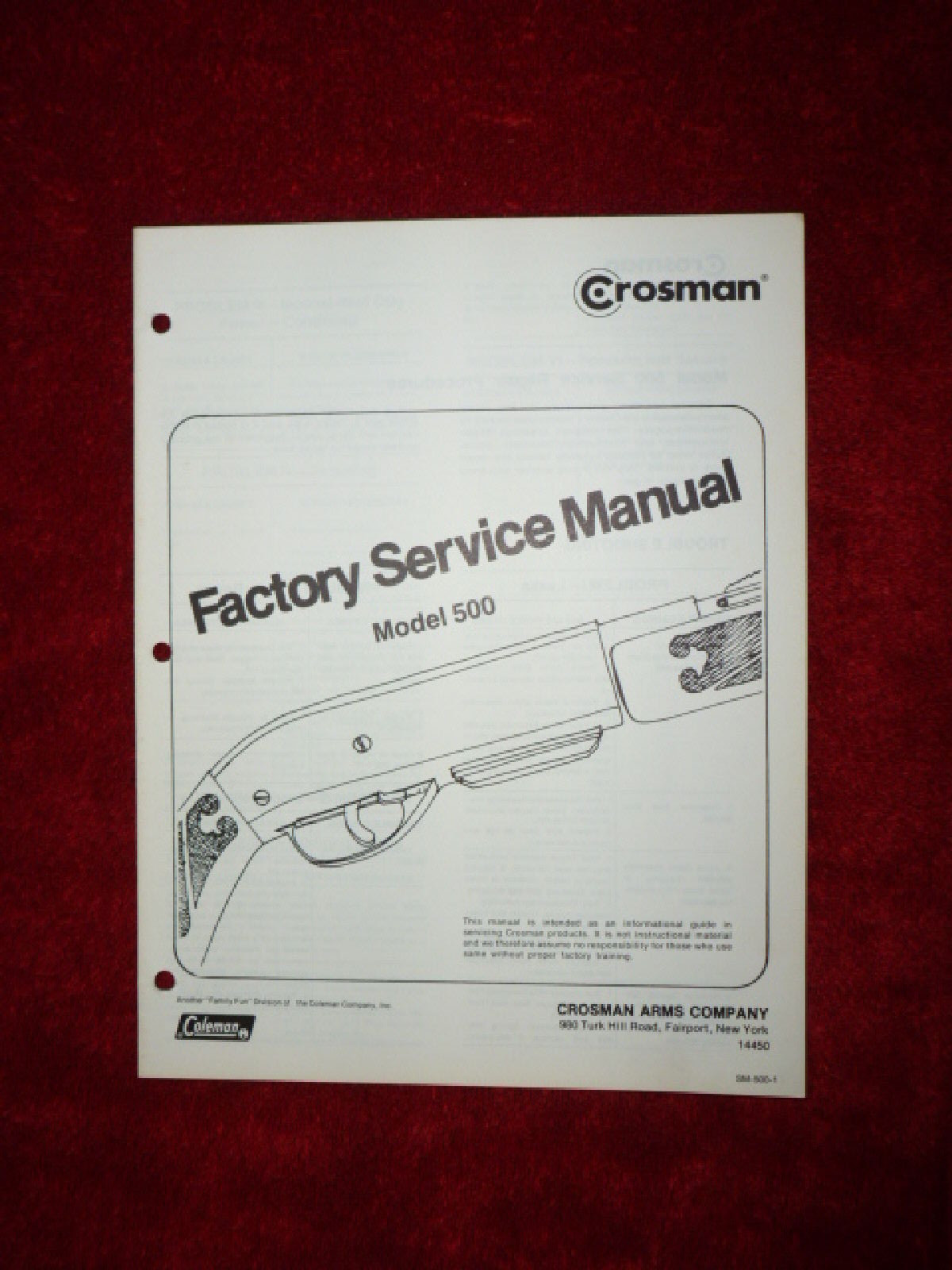 Crosman 500 Factory Service Manual With Exploded View