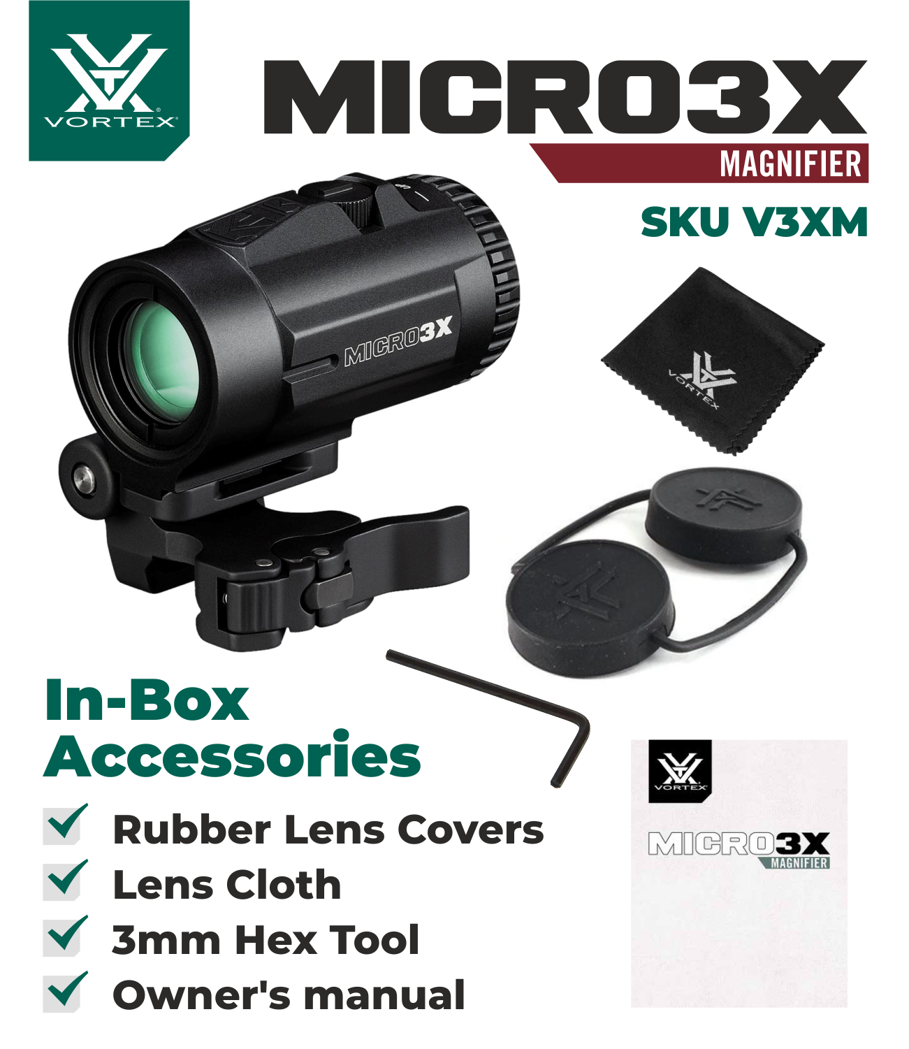 Vortex Optics Strikefire II Red/Green Dot Scope w/ 3x Magnifier & CD Hat Bundle