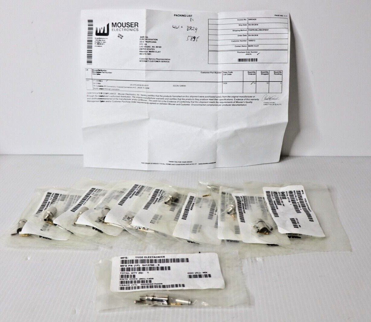 5413760-8 RF Connectors / Coaxial Connectors H.C. JACK 75 OHM / 571-5413760-8