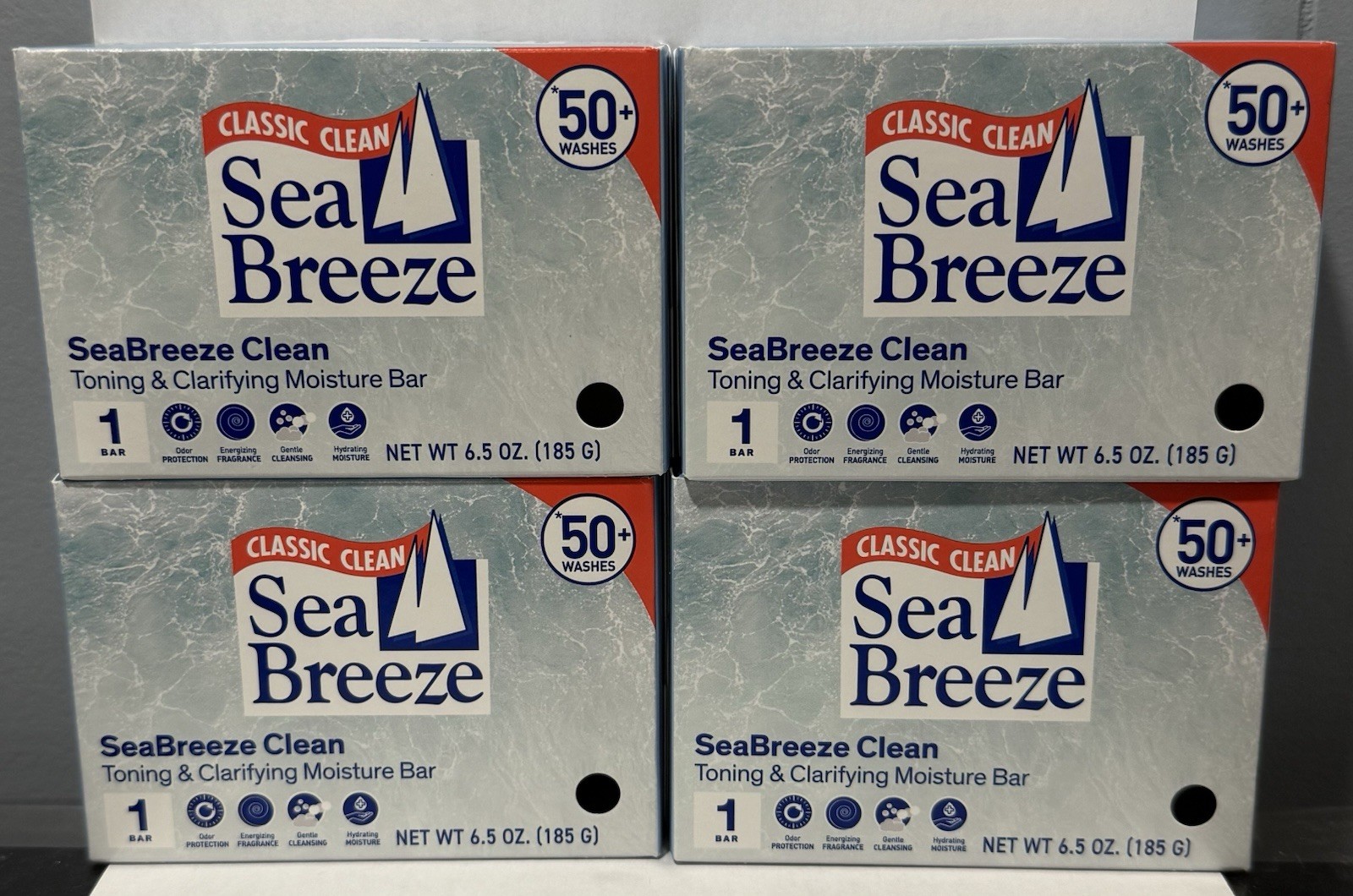 4 SEA BREEZE CLASSIC CLEAN TONING & CLARIFYING MOISTURE BAR SOAP 6.5 oz X 4