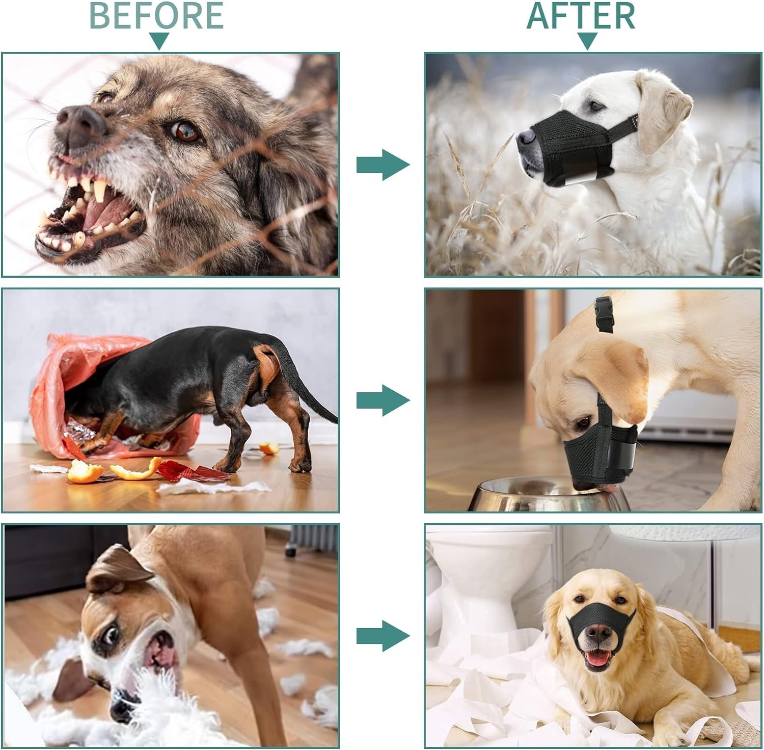 Adjustable Soft Nylon Dog Muzzle for Small, Medium & Large Breeds - Breathabl...