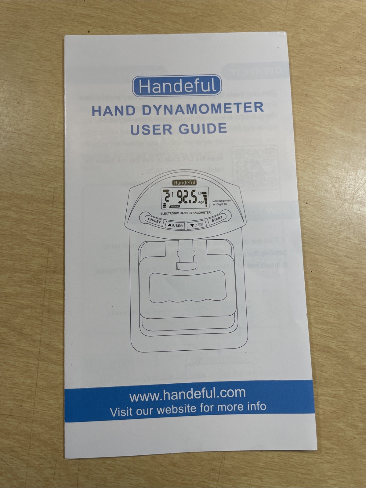 Handeful Digital Hand Dynamometer Grip Power 298Lbs 90KGs Excellent Condition